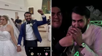 « Up the bird » : le marié célèbre la victoire de l'Amérique à son mariage