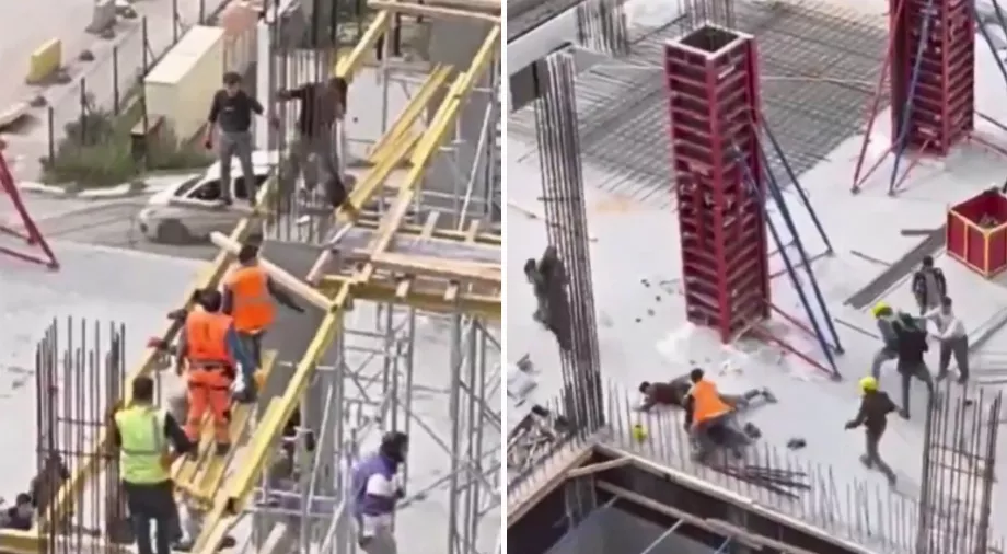 Des maçons se battent lors de la construction d'un immeuble