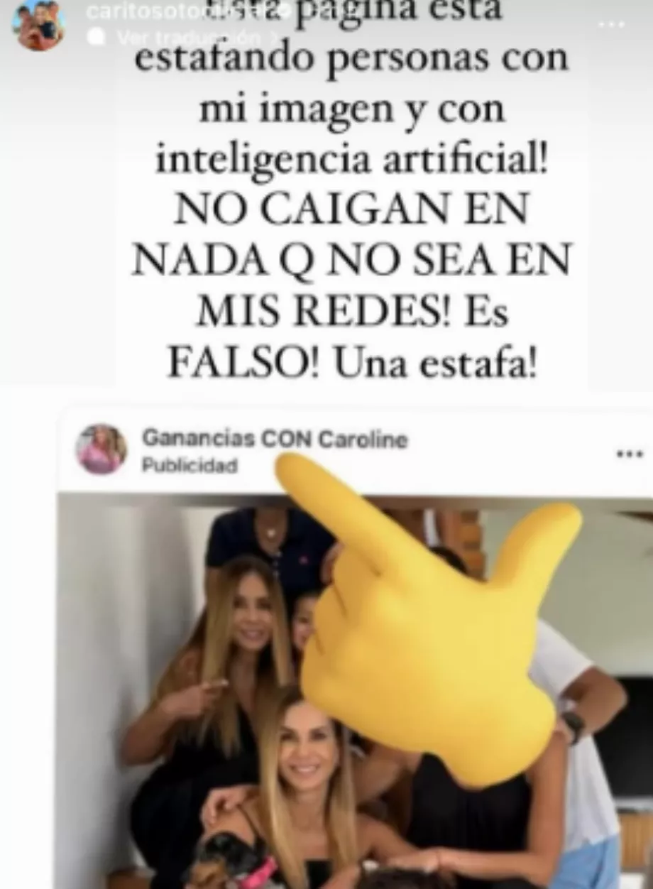 Carolina Soto a également signalé une arnaque avec l'utilisation de son image – crédit Caritosoto/Instagram
