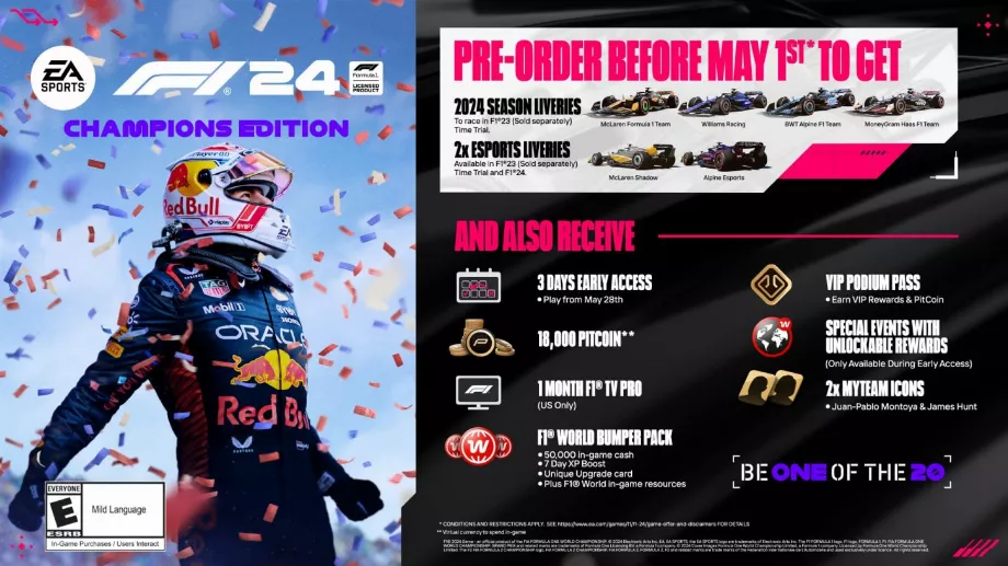 Le jeu vidéo F1 sortira le 31 mai, mais il pourra être précommandé à partir du 1er mai. (EA)