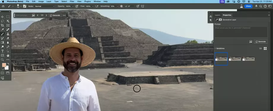Avec l'IA, vous pouvez supprimer des personnes d'une photo dans Photoshop