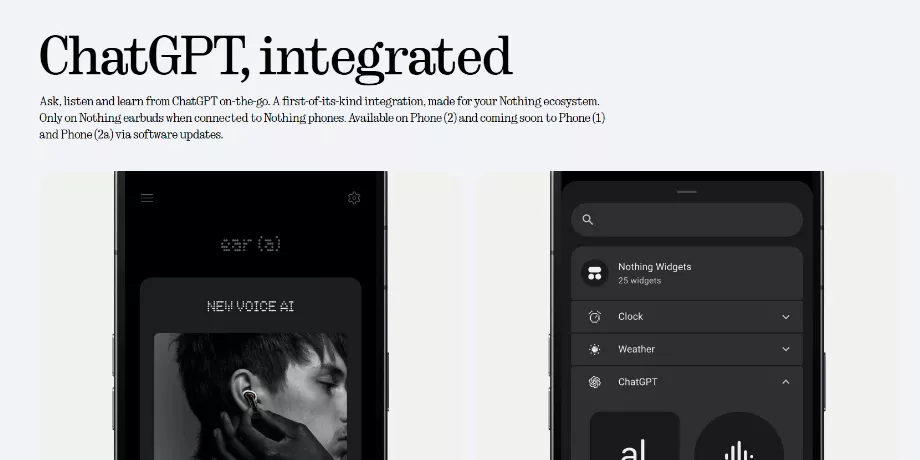 La fonctionnalité ChatGPT est uniquement disponible sur les téléphones Nothing. (Rien)