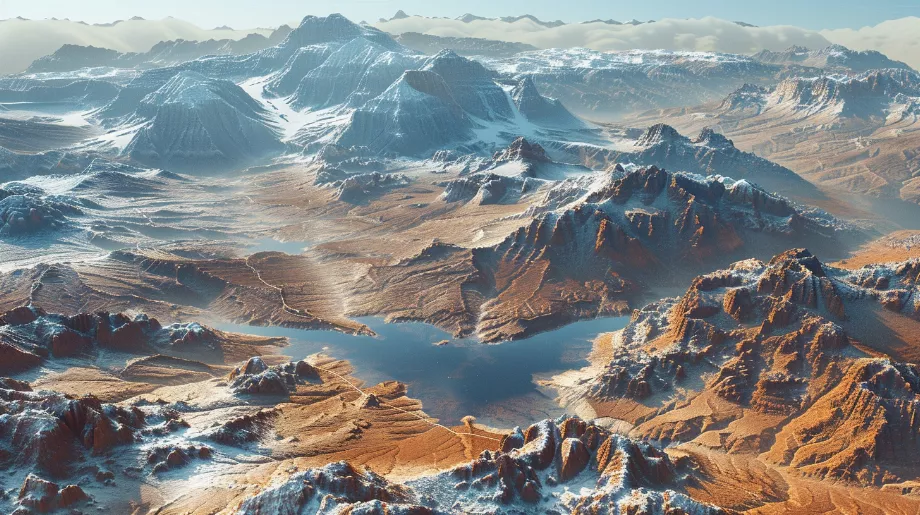 L'Antarctique est un territoire qui cache d'immenses lacs et de hautes montagnes sous la neige. (Informations sur l'image illustrative)