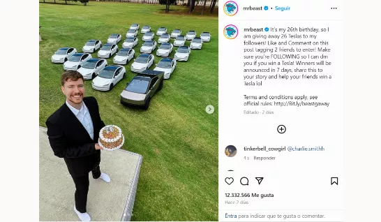 MrBeast offre des voitures Tesla pour votre anniversaire : comment en gagner une