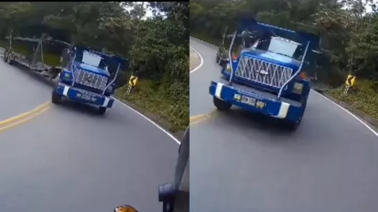 Vidéo en main, un motocycliste a rapporté qu'il était sur le point d'être percuté par un conducteur de semi-remorque qui « discutait »