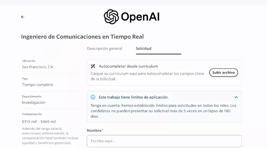 L'échelle salariale pour le poste est de 310 000 $ et 465 000 $ par an. (OpenAI)