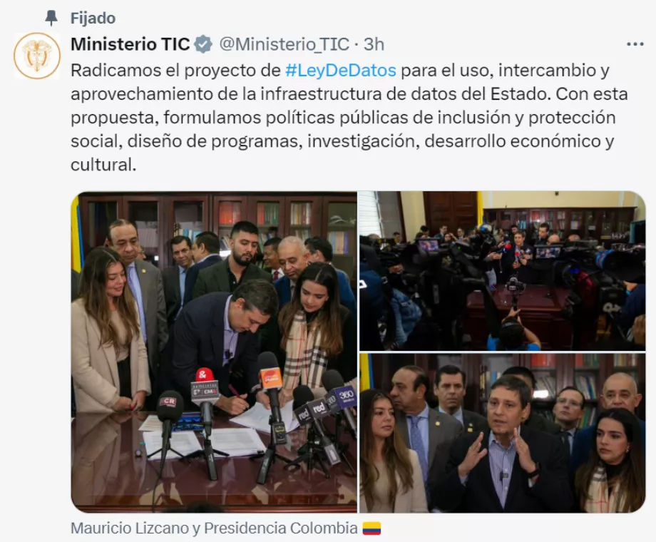 Ce projet vise à améliorer l'utilisation des données pour prendre de meilleures décisions en matière de politiques publiques - crédit X/ @Ministerio_TIC