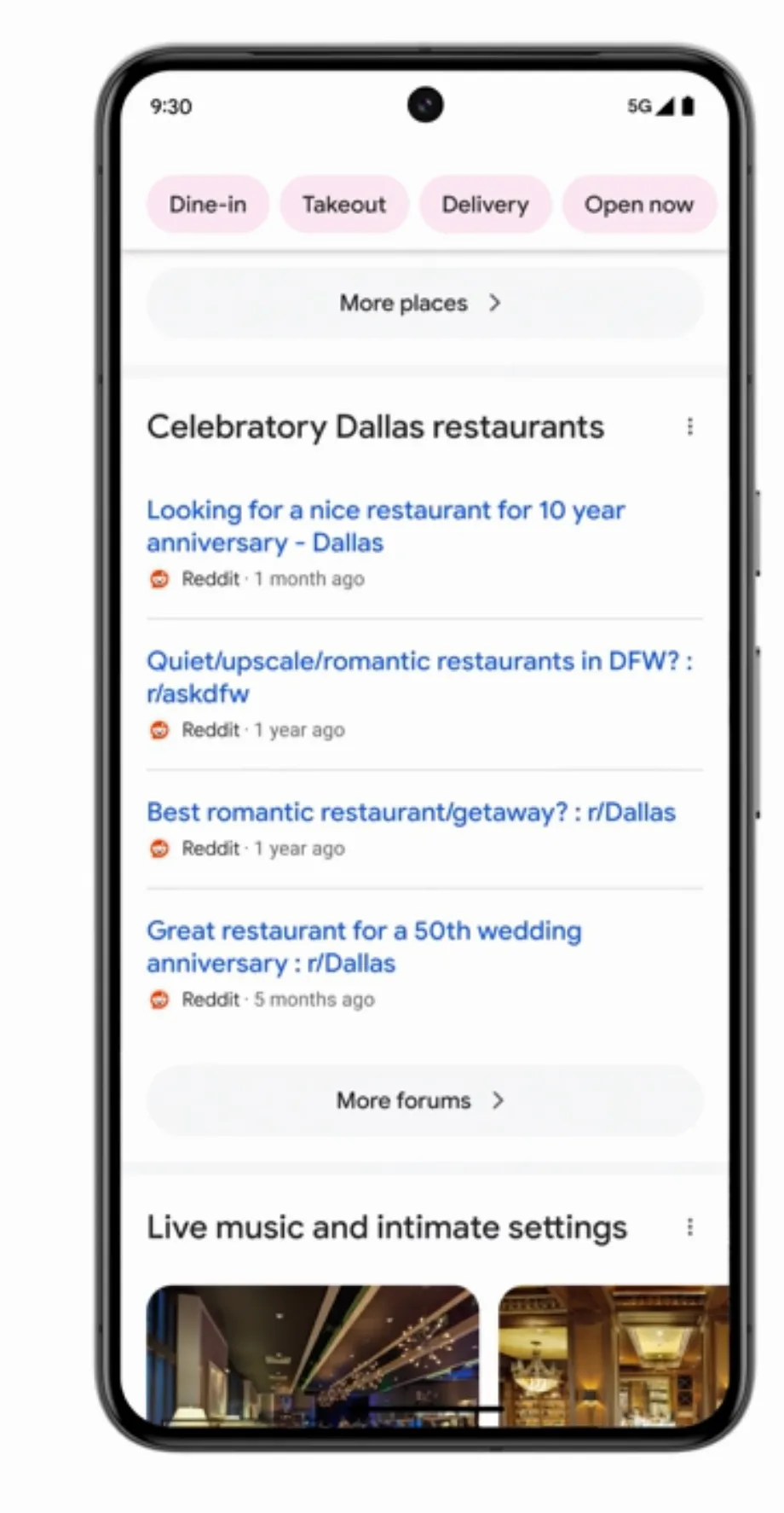 Google catégorise les résultats selon la recherche de l'utilisateur. (Google)