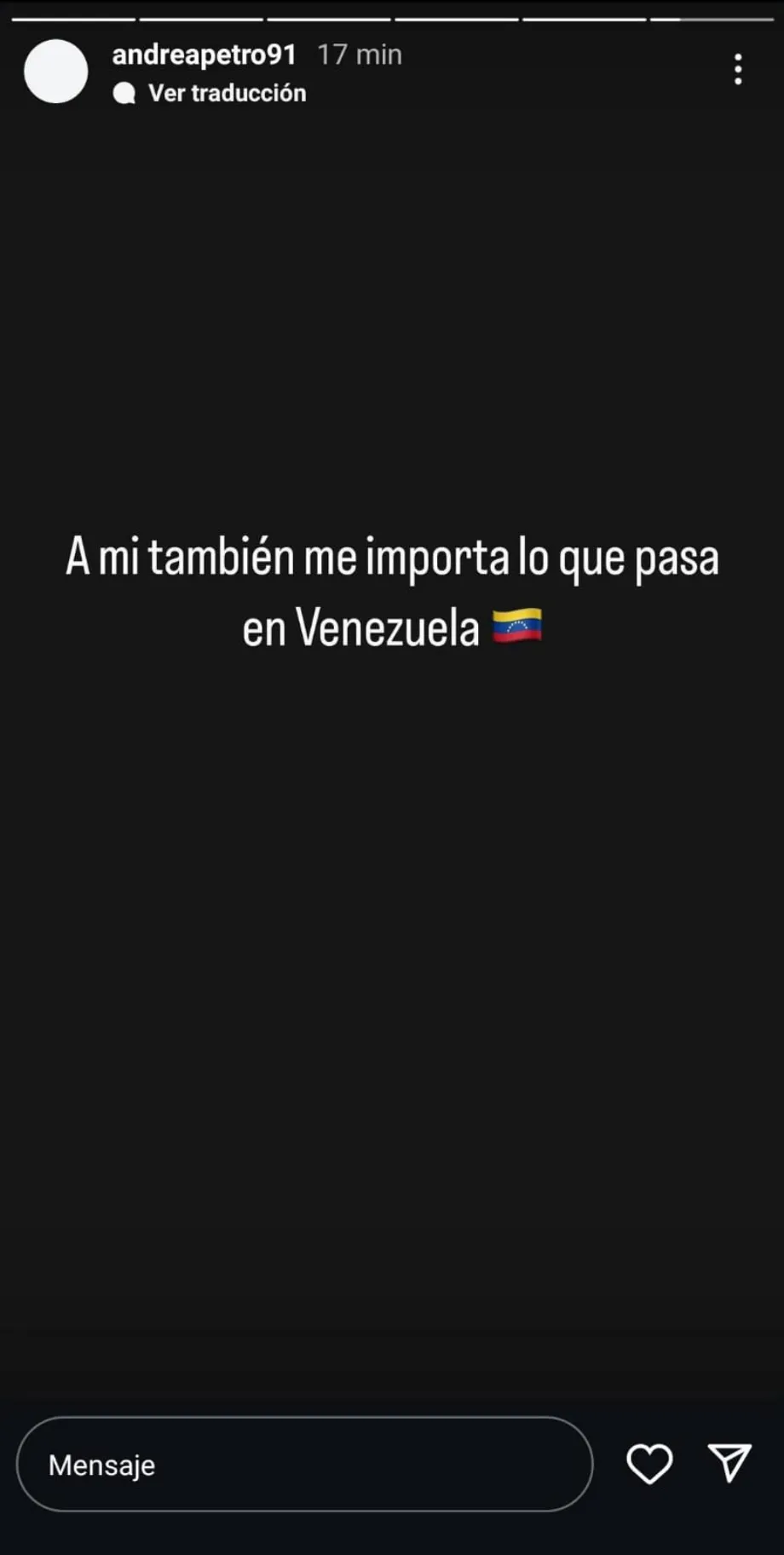 Andrea Petro a critiqué l'attention sélective de certains envers les conflits mondiaux et a montré son soutien au Venezuela - crédit @andreapetro91/Instagram