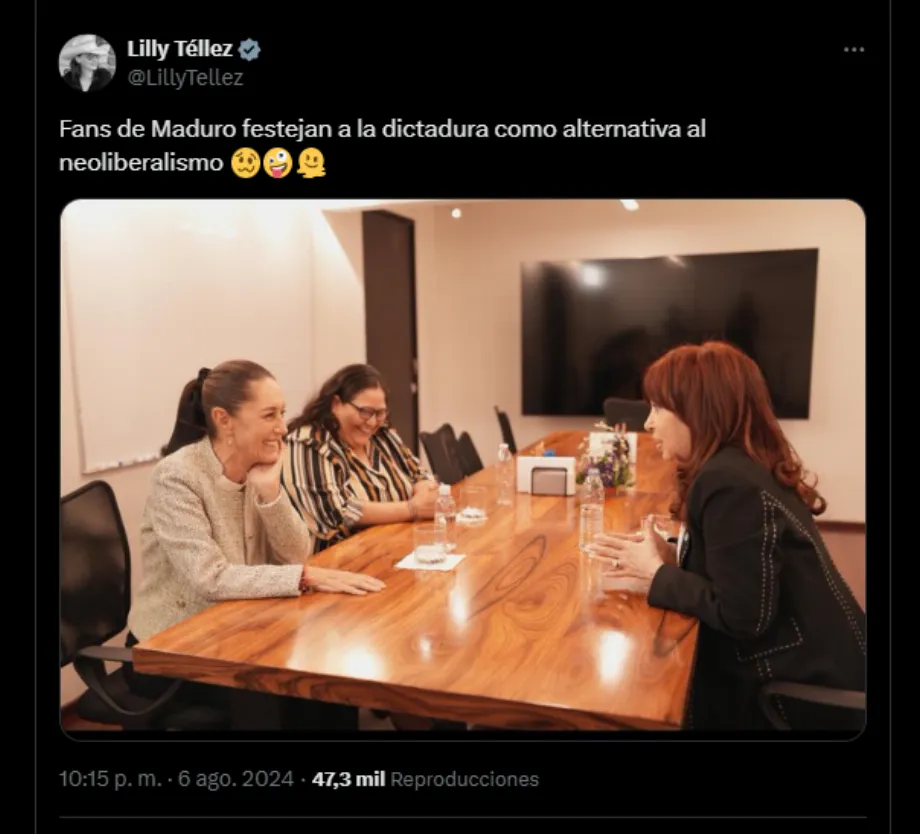 C'est ainsi que Lilly Téllez a critiqué la réunion de la présidente élue avec l'ancienne présidente d'Argentine | Photo : X @LillyTellez