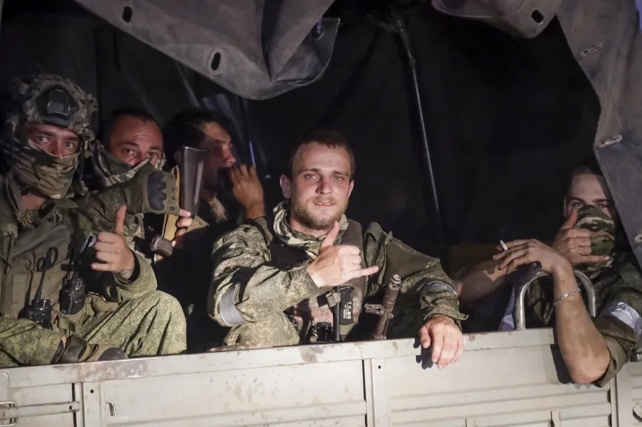 Members of the private military contractor Wagner Group sitting in a vehicle in Rostov-on-Don, Russia (AP Photo, File)