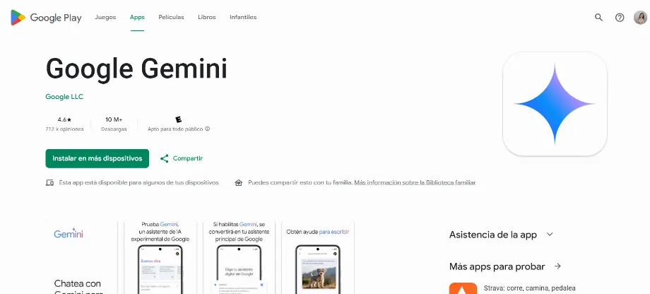 L'application de Gemini est disponible pour Android sur le Play Store. (Play Store)
