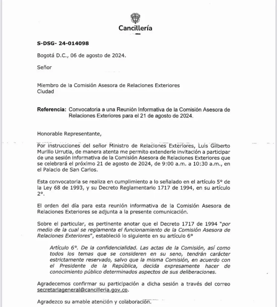 Le ministère des Affaires étrangères a annoncé qu'une réunion serait organisée pour discuter de la situation au Venezuela - crédit @CancilleriaCol/X