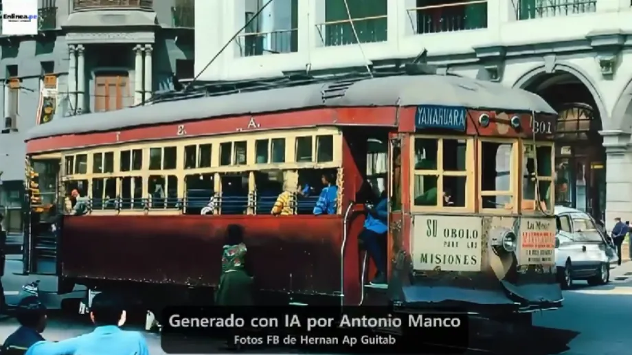 Au XXe siècle, le tramway traversait la Plaza de Armas d'Arequipa. (LinkedIn Antonio Manco)