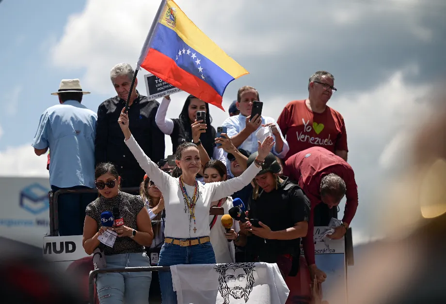 La líder opositora María Corina Machado a dirigé la marche à Caracas (REUTERS/Gaby Oraa)