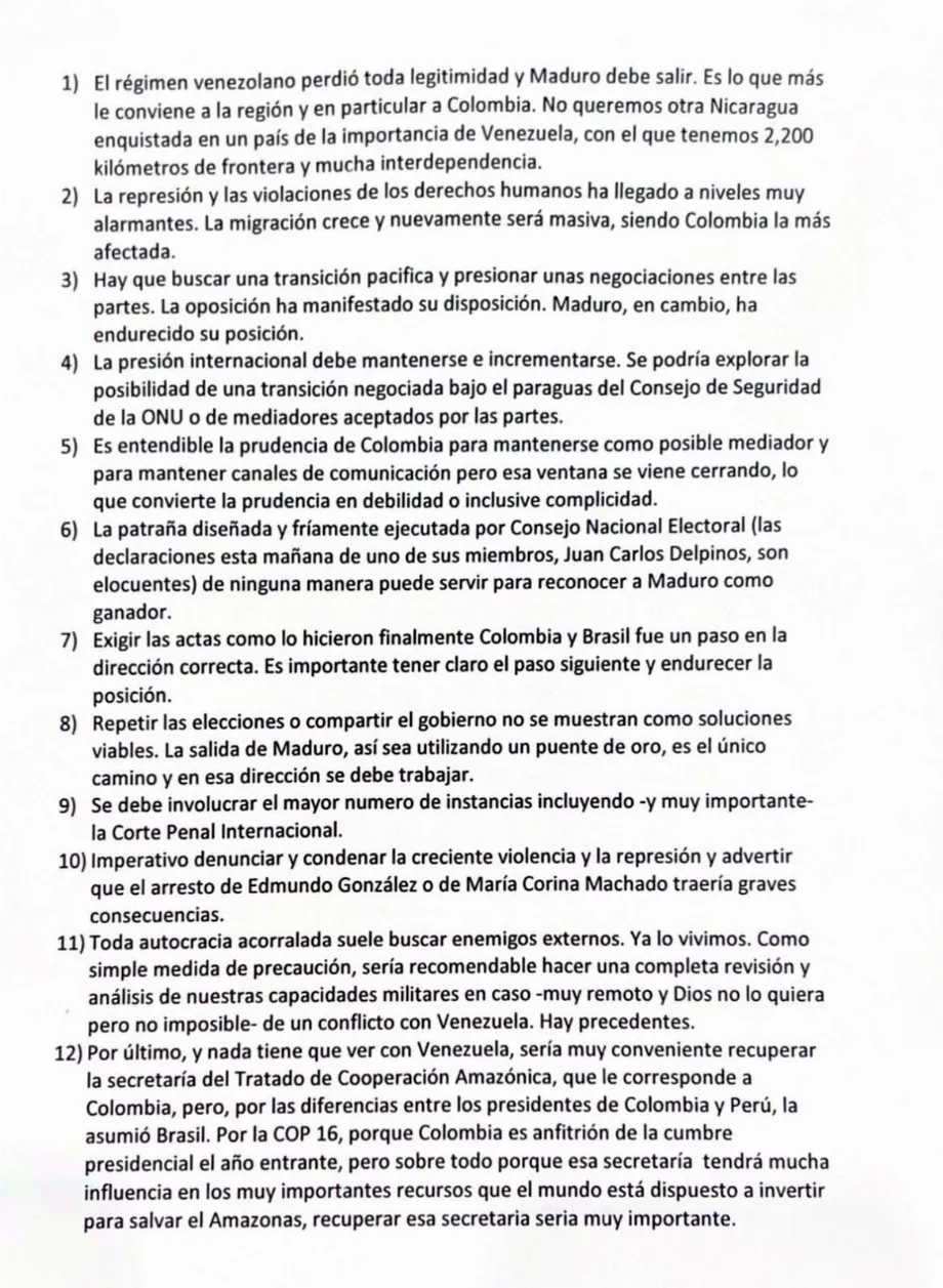 Juan Manuel Santos ne participera pas à la Commission des Relations Extérieures, mais a laissé un communiqué où il expose douze observations - crédit @JuanManSantos/X