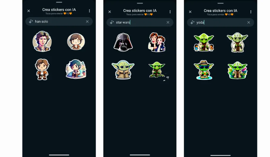 Les utilisateurs peuvent générer des stickers de plusieurs personnages de Star Wars. (WhatsApp)
