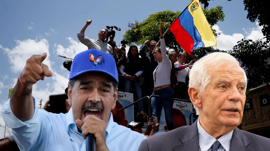 Le leader du régime vénézuélien, Nicolás Maduro, et le responsable de la diplomatie européenne, Josep Borrell