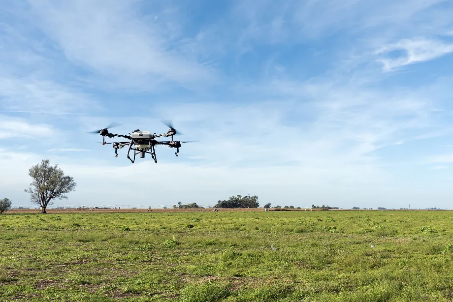 Drones appliquant des produits phytosanitaires dans le champ