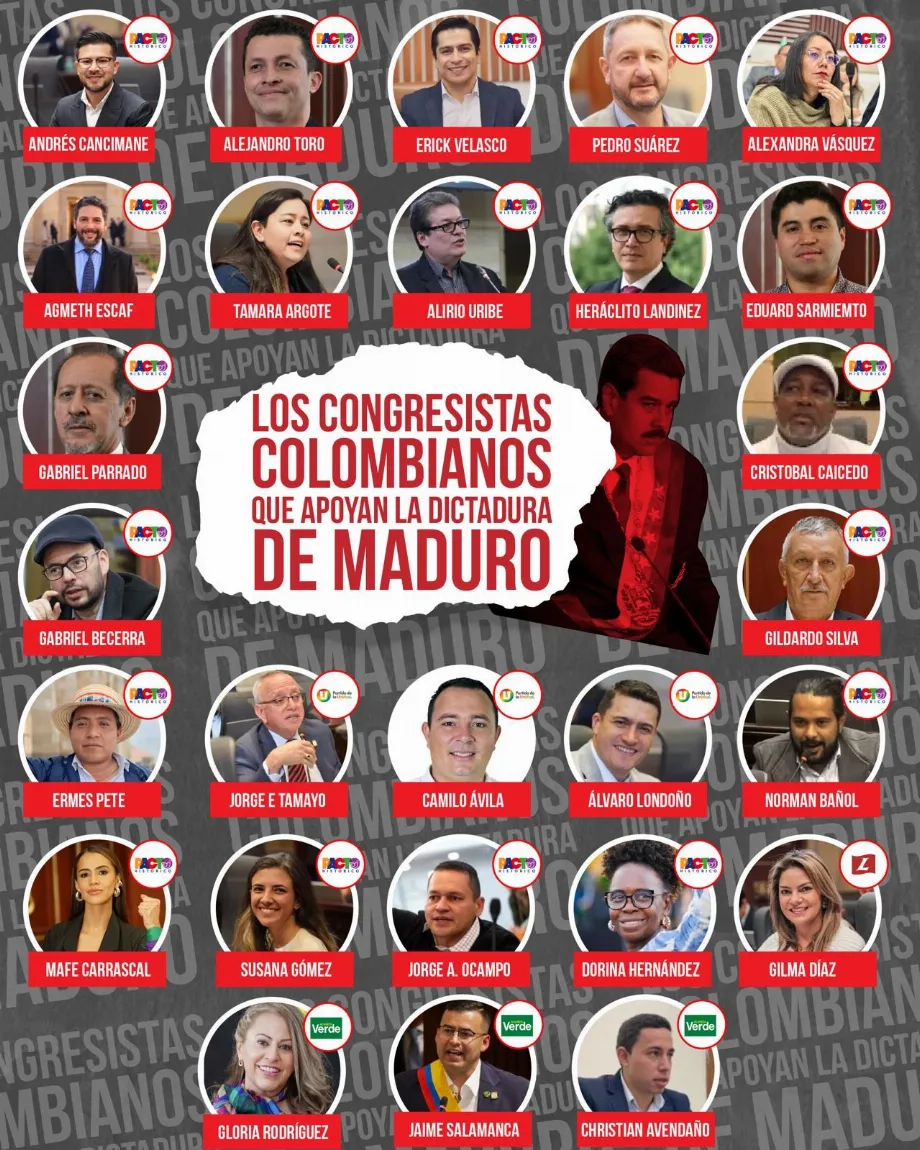 Voici la liste du représentant Miguel Polo Polo sur les congressistes qui soutiennent la dictature au Venezuela - crédit @MiguelPoloP/X