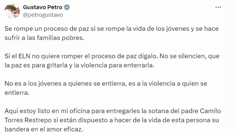 Le président a répondu à García via X - crédit @petrogustavo/X