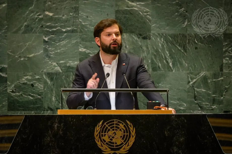 Le président du Chili, Gabriel Boric, devant l'Assemblée générale des Nations Unies (Europa Press)