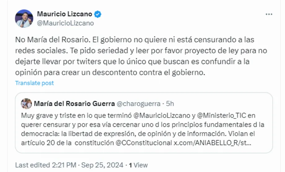 Lizcano a expliqué que les mesures ne seraient appliquées que dans des circonstances extrêmes et par la décision d'un comité d'urgence - crédit @MauricioLizcano/X