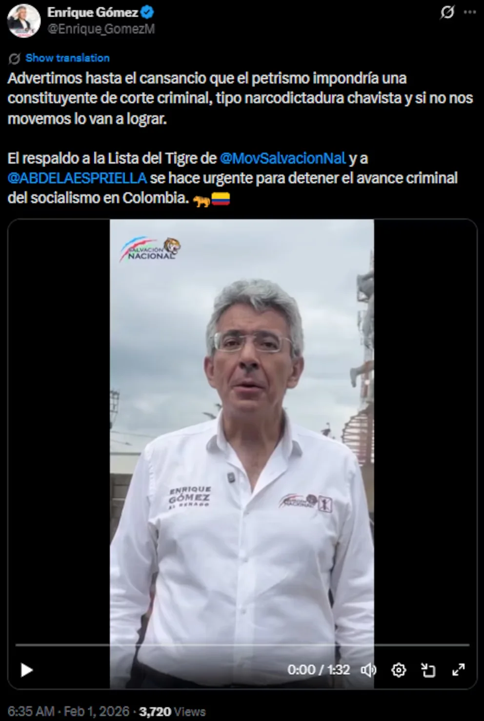 Enrique Gómez denunció que la