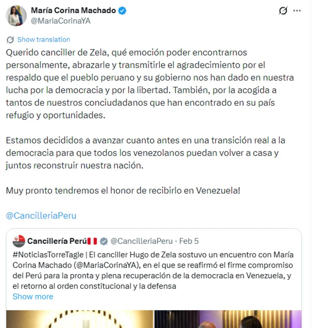 Le leader de l'opposition vénézuélienne se réunit