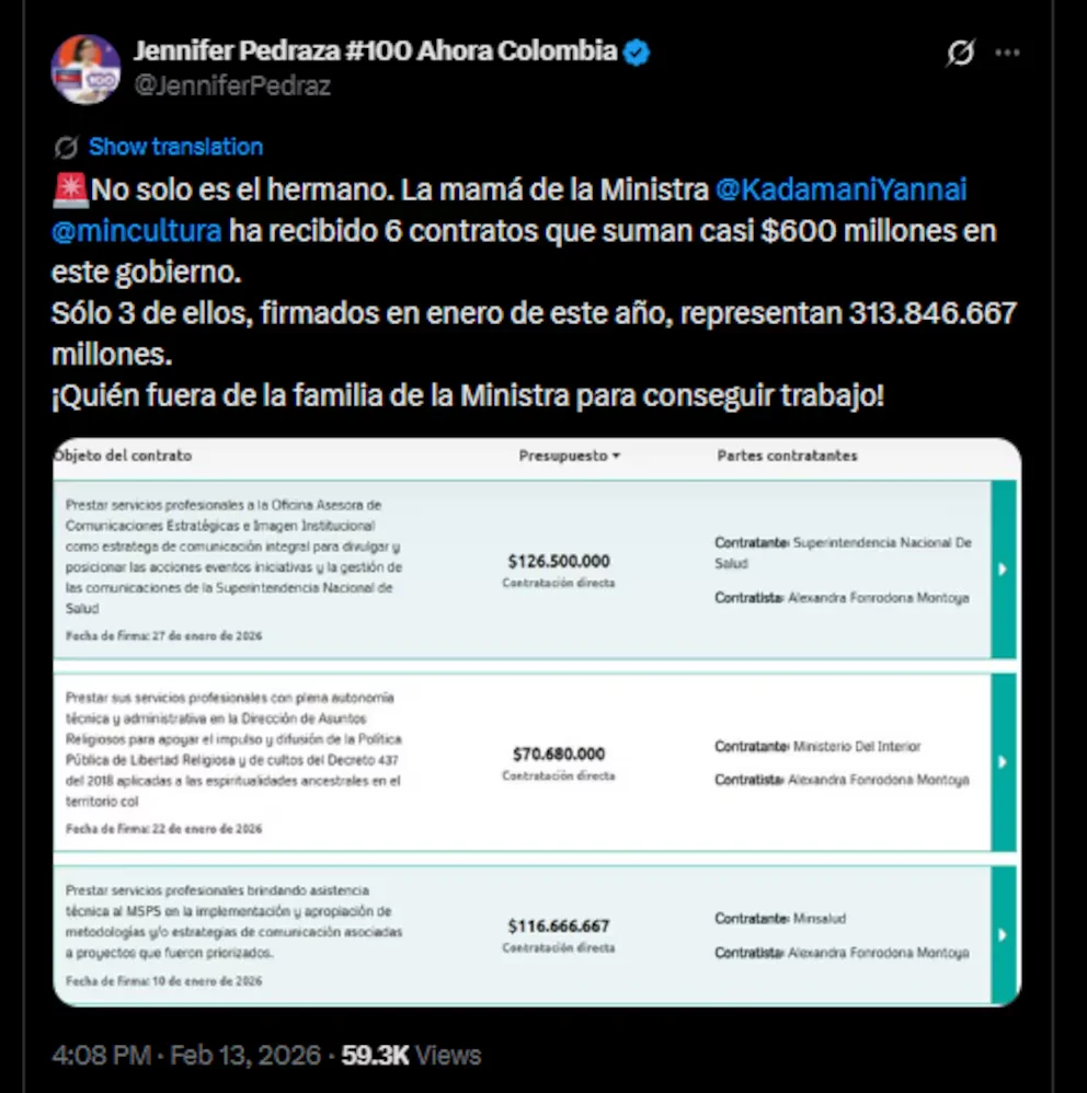 Jennifer Pedraza a dénoncé des contrats millionnaires