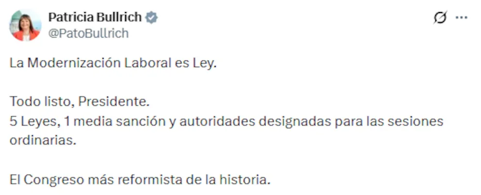 La sénatrice Patricia Bullrich a célébré