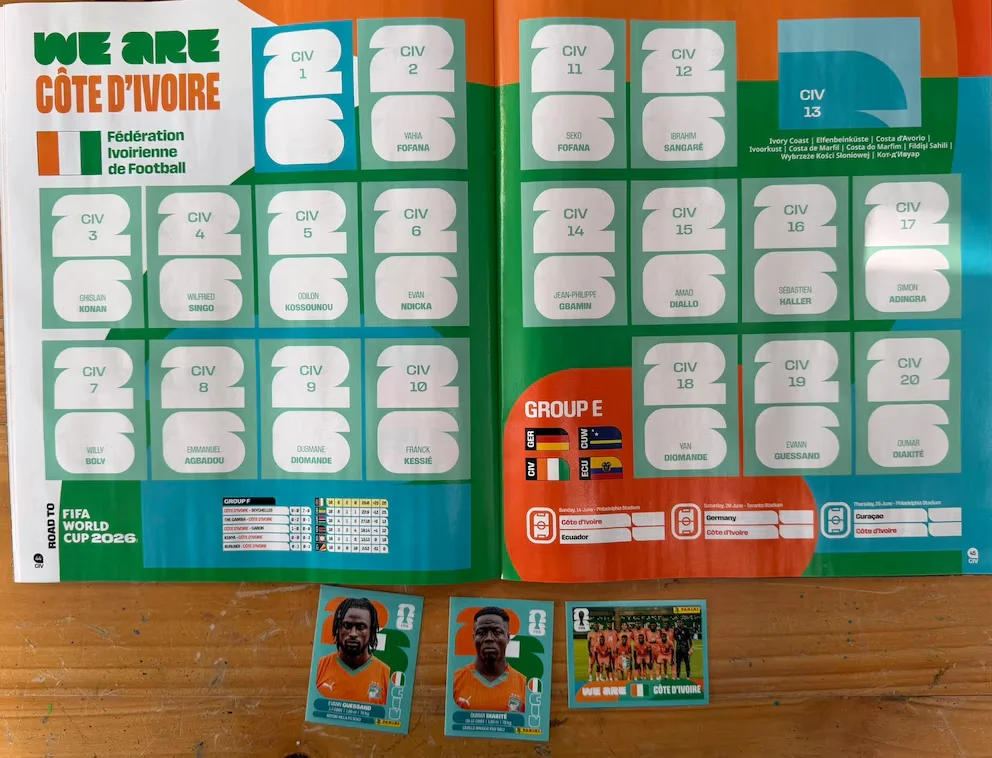 La sélection qui a obtenu le moins de cartes avec sa première boîte de cartes était la Côte d'Ivoire - crédit @jaimehsilva/X