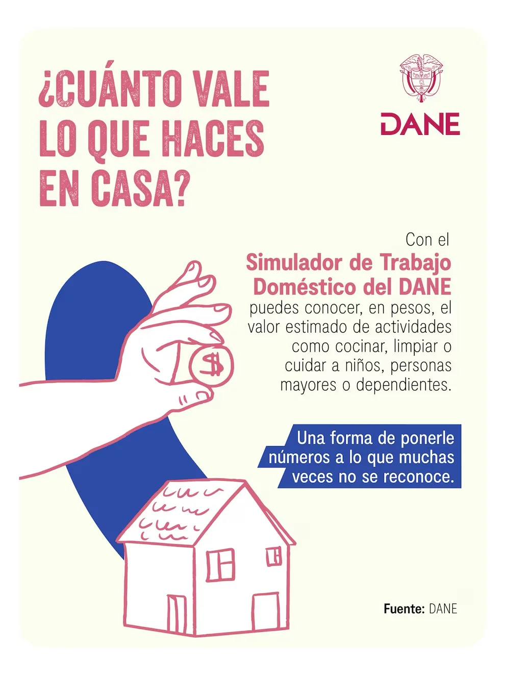 L'outil numérique du DANE sensibilise sur l'impact économique et social du travail domestique, en ligne avec la Loi 2466 de 2025 - crédit DANE/X