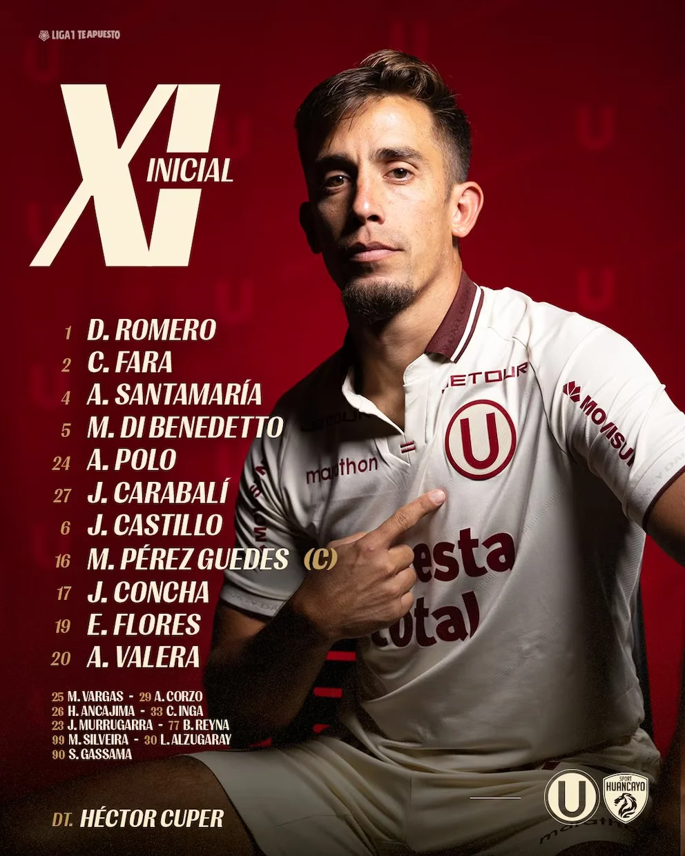 Martín Pérez Guedes sera capitaine d'Universitario lors de son dernier match.