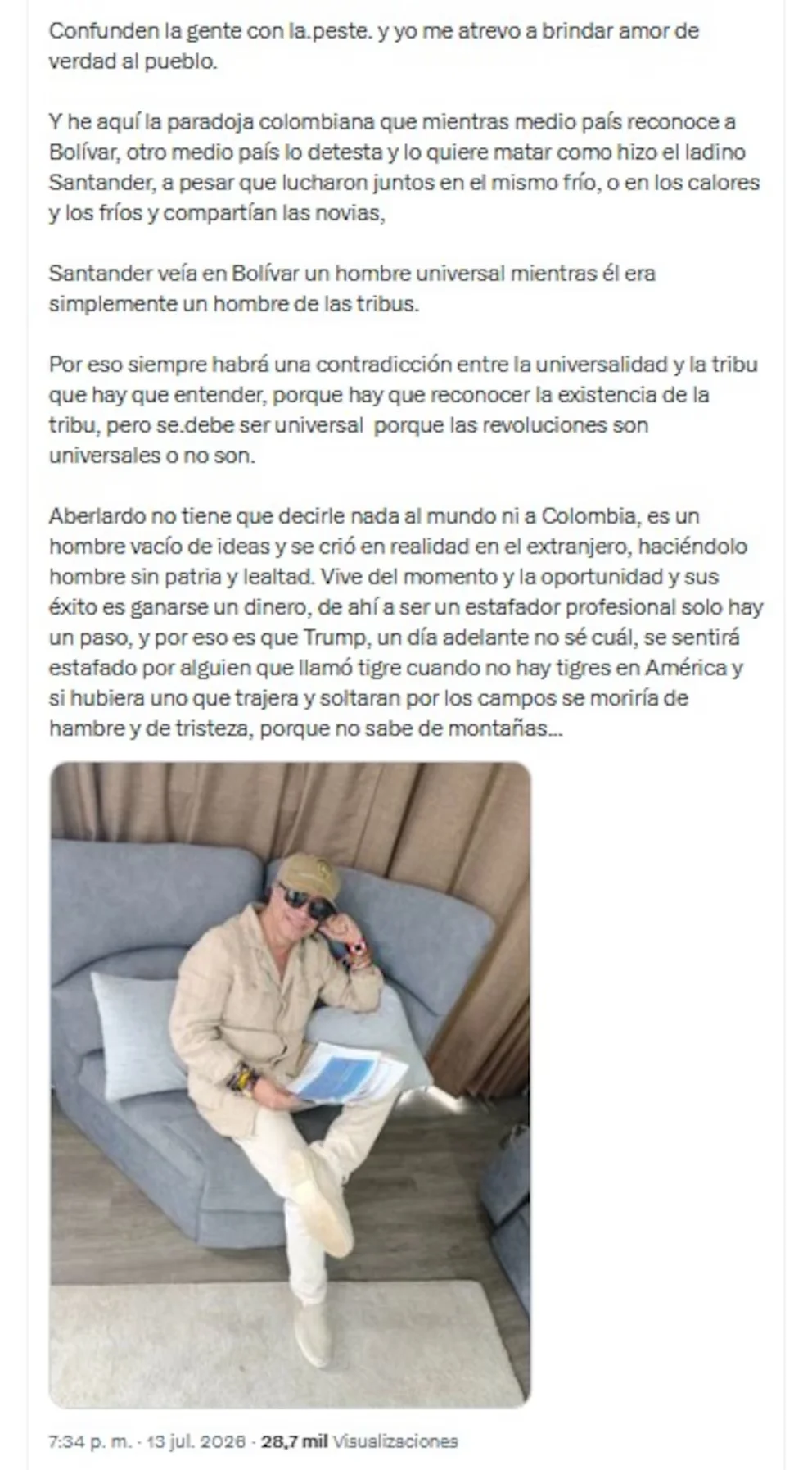 Gustavo Petro a affirmé que le progressisme n'a pas perdu dans les urnes, mais a été victime d'une prétendue fraude liée aux votes de l'étranger - crédit @petrogustavo/X