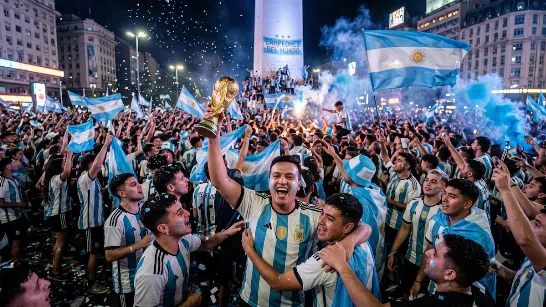 Créez une photo célébrant la Coupe du Monde 2026 à l'Obélisque en utilisant Gemini de Google.